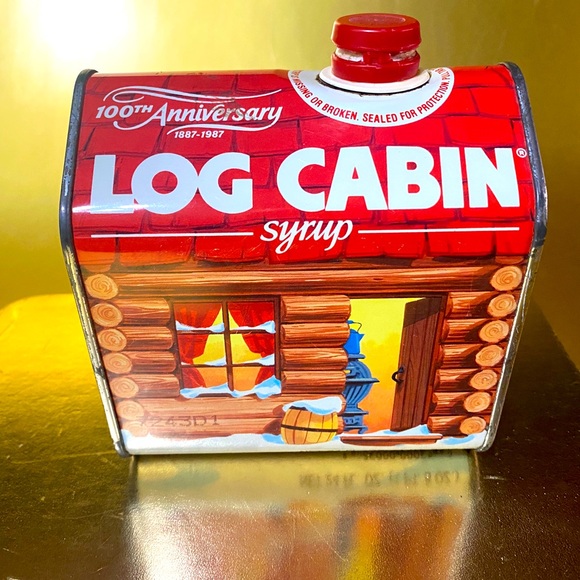 Log Cabin Other - VINTAGE 1987 ADVERTING LOG CABIN SYRUP 100th ANNIVERSARY CAN SHAPED LIKE A CABIN